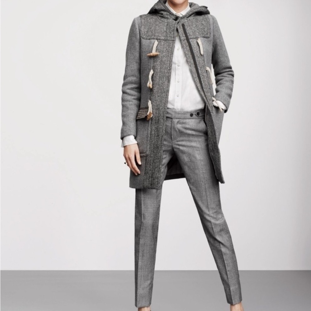 J. Crew Collection Tweed & Houndstooth Duffle Toggle Hooded Trench Coat